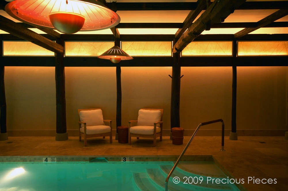 IW027 swimming pool in hotel, NYC, back lit panels below the ceiling 60" x 20" each