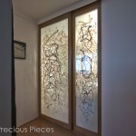 Calligraphic Washi Sliding Doors for Modern Bathroom